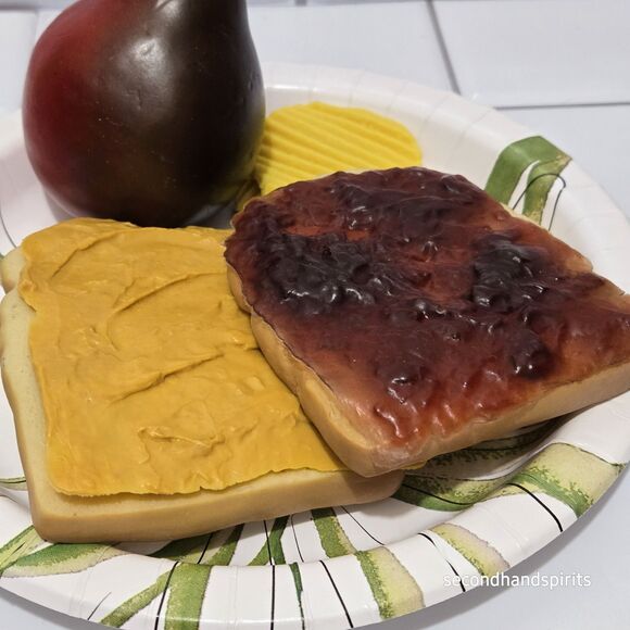 Realistic Fake Play Food Peanut Butter &Jelly (PB J) SANDWICH Pear And Chips - Picture 6 of 6